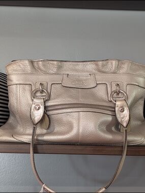 Coach Metallic Champagne Leather Shoulder Bag